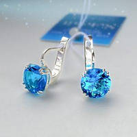 Серебряные серьги с большими фианитами