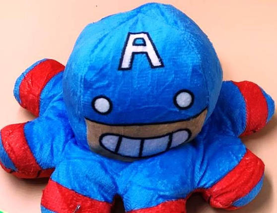 М'яка плюшева іграшка "Вісьминог-перевертень Супергерої" 2 в 1 добрий-злий 20*13 см, фото 2