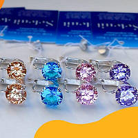 Серебряные серьги с большими фианитами