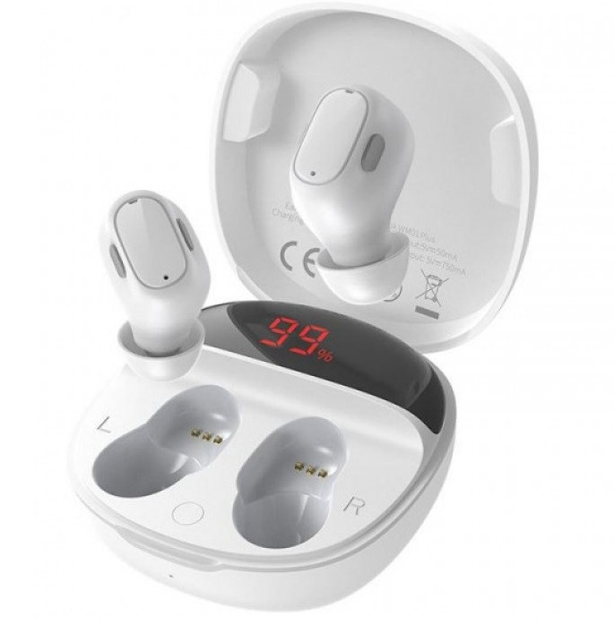 Безпровідні навушники з мікрофоном bluetooth навушники в кейсі BASEUS Encok True Wireless Earphones WM01 Білий NGWM01-02