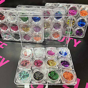 Конфетті для дизайну нігтів, 12 шт. в уп