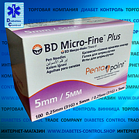 Иглы 5 мм для инсулиновых шприц-ручек Microfine / Микрофайн универсальные 100 шт.
