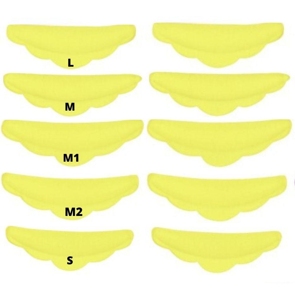 Бігуді для ламінування і завивки вій колір жовтий, 5 пар (розміри SMLM1M2)