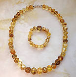 Буси та браслет 100% натуральний бурштин гранований (не прес, не плавка) вага 95 г, фото 5