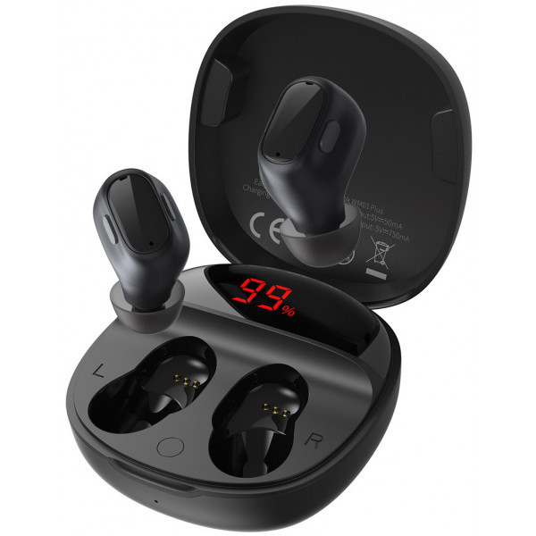 Безпровідні навушники з мікрофоном bluetooth навушники в кейсі BASEUS Encok True Wireless Earphones WM01 Чорний NGWM01-01