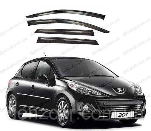 Ветровики PEUGEOT 207 Hb 5d 2006 (на скотчі) ShS, фото 2