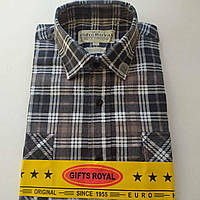 Мужская байковая рубашка в клетку 100 % Cotton Royal Размеры 43 - 44 , .