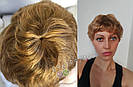 Перука золотиста з натурального волосся коротка жіноча стрижка, фото 3