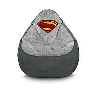 Кресло мешок груша iPuff "Superman. New logo" Флок XL (80x110 см) Серый