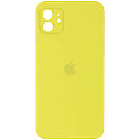 Чехол Silicone Case Apple iPhone 11(6.1) квадратный в стиле 12 закрытый низ и камера (Bright Yellow) Желтый