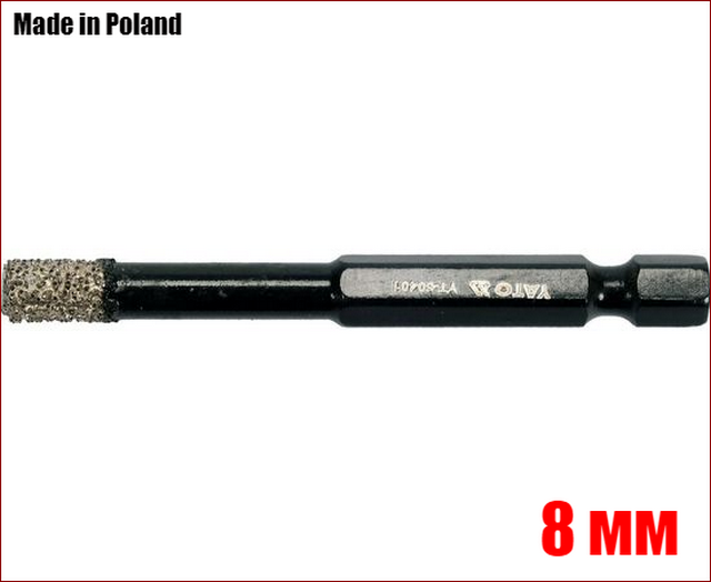 Свердло алмазне за керамогранітом 8 мм печений алмаз із парафіном Yato YT-60402