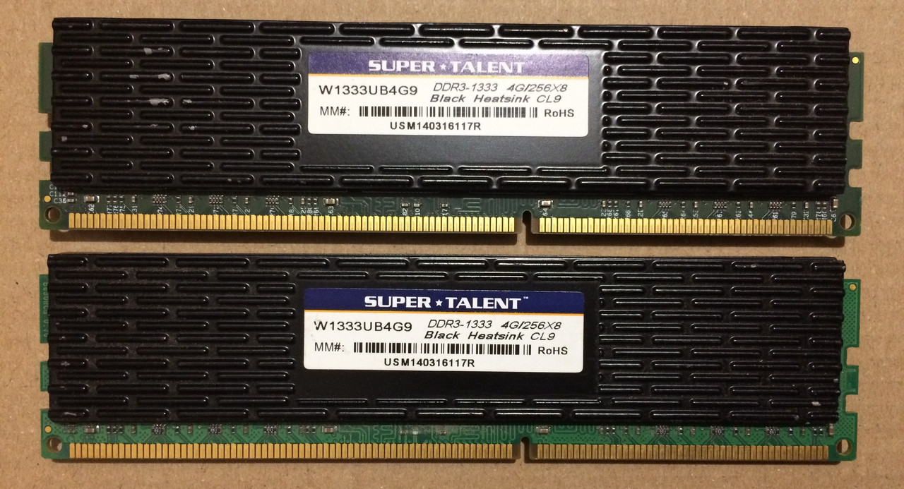 8GB 2x4GB DDR3 1333MHz Super Talent PC3 10600U RAM Оперативна пам'ять