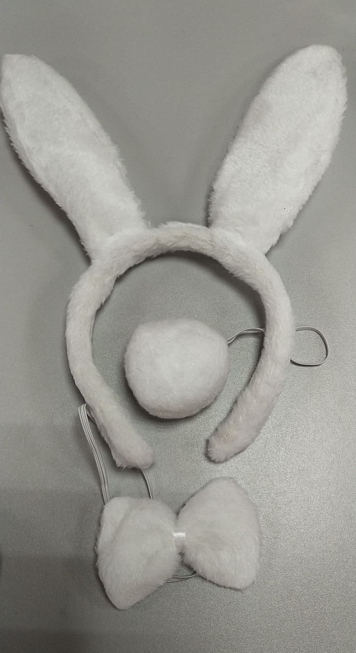 Набір карнавальний заєць вушка хвостик бантик зайчика хутряні, фото 1