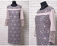 Роскошное женское платье дополнено Органзой с вышитым рисунком, ткань "Костюмная" 58, 60, 62, 64 размер 58 60