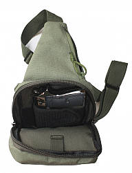Тактична барсетка плечова для прихованого носіння (однолямкова сумка-кобура) RVL олива