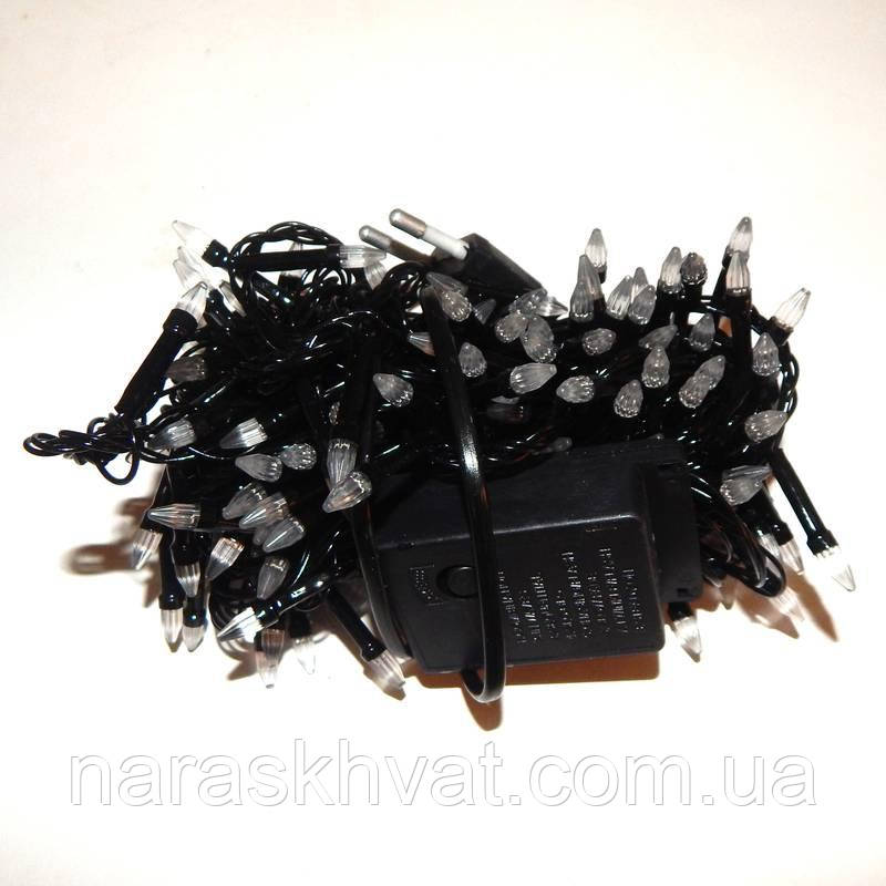Гірлянда Нитка Конус-рис LED 200 теплий білий, чорний дріт