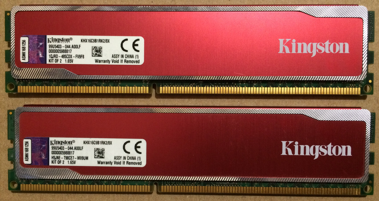 8GB 2x4GB DDR3 1600MHz Kingston HyperX Red PC3 12800U RAM Оперативна пам'ять Dual Channel KIT KHX16C9B1RK2/8X