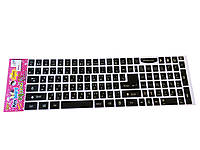 Наклейки на клавиатуру Черный фон белые буквы (Англ / Рус) для ноутбука и ПК (английский/русский)