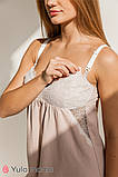 Красива нічна сорочка з мереживом для вагітних та годування Agata NW-2.5.2 капучино, фото 3