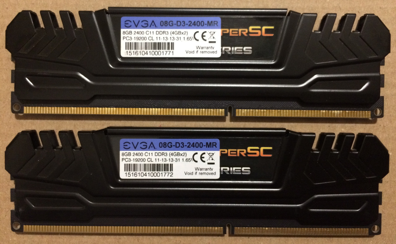 8GB 2x4GB DDR3 2400MHz CL11 EVGA PC3 19200U RAM Оперативна пам'ять Dual Channel KIT 08G-D3-2400-MR