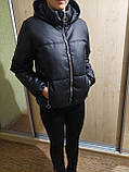Куртка жіночої еко шкіра штучна шкіра пуховік жіночий короткий куртка коротка весняна куртка, фото 6