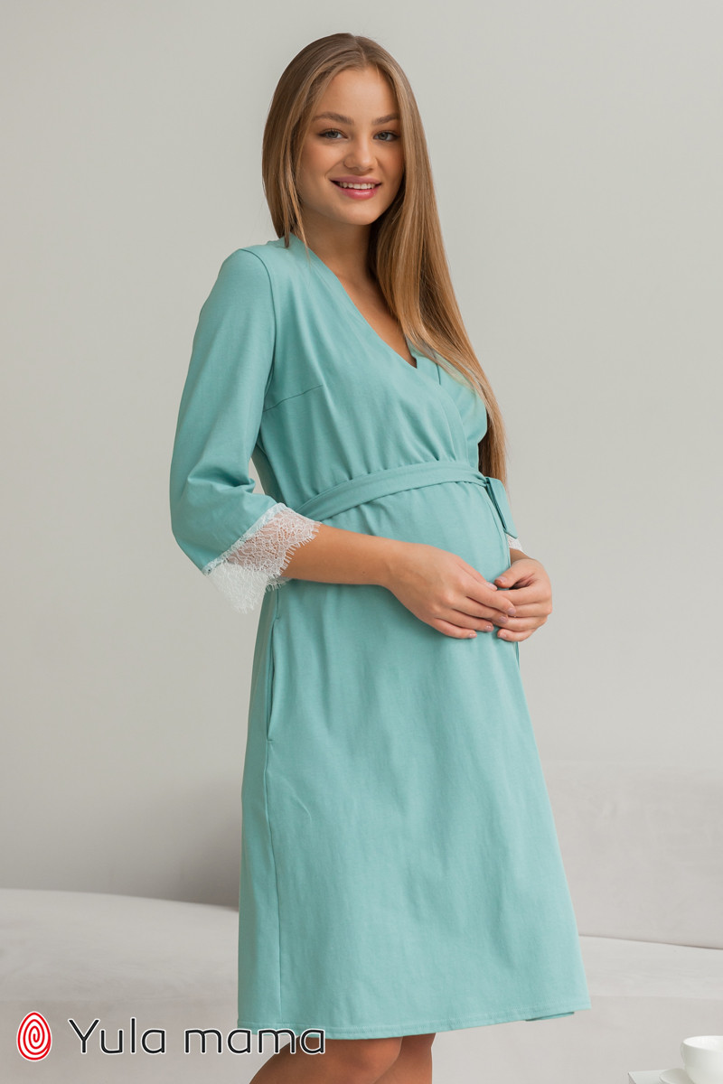 Зручний халат для вагітних та годування Sati NW-4.8.1 (полинний)