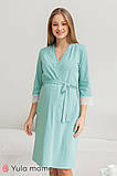 Комплект для вагітних та годування халат Sati + нічна сорочка Agata, полин, фото 5