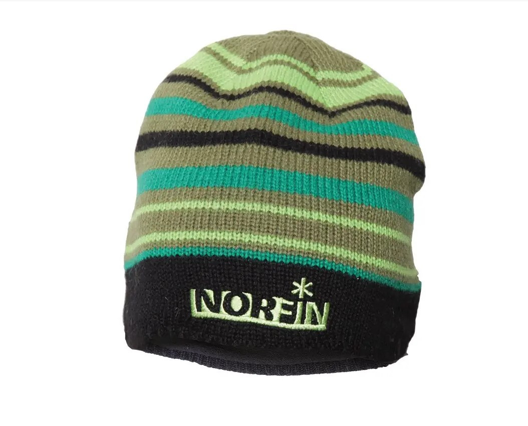 Шапка в'язана Norfin Frost DG (зелена в смужку)