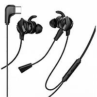 Наушники геймерские Type-C проводные вакуумные с микрофоном Baseus GAMO Type-C Wired Earphone C15 Черный