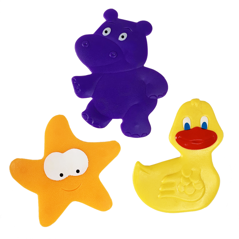 Набір міні-килимки в ванну для дітей (Качечка, бегемот, зірка)  (11х11 см) 0902