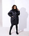 Жіноча стьобана куртка на змійці 2160 (52, 54, 56, 58) (кольори: чорний, хакі) СП, фото 2