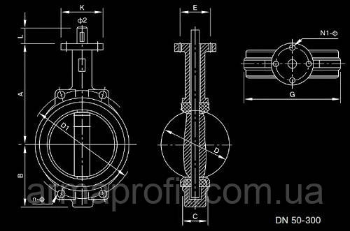 Засувка батерфляй RBV-16-60 PTFE