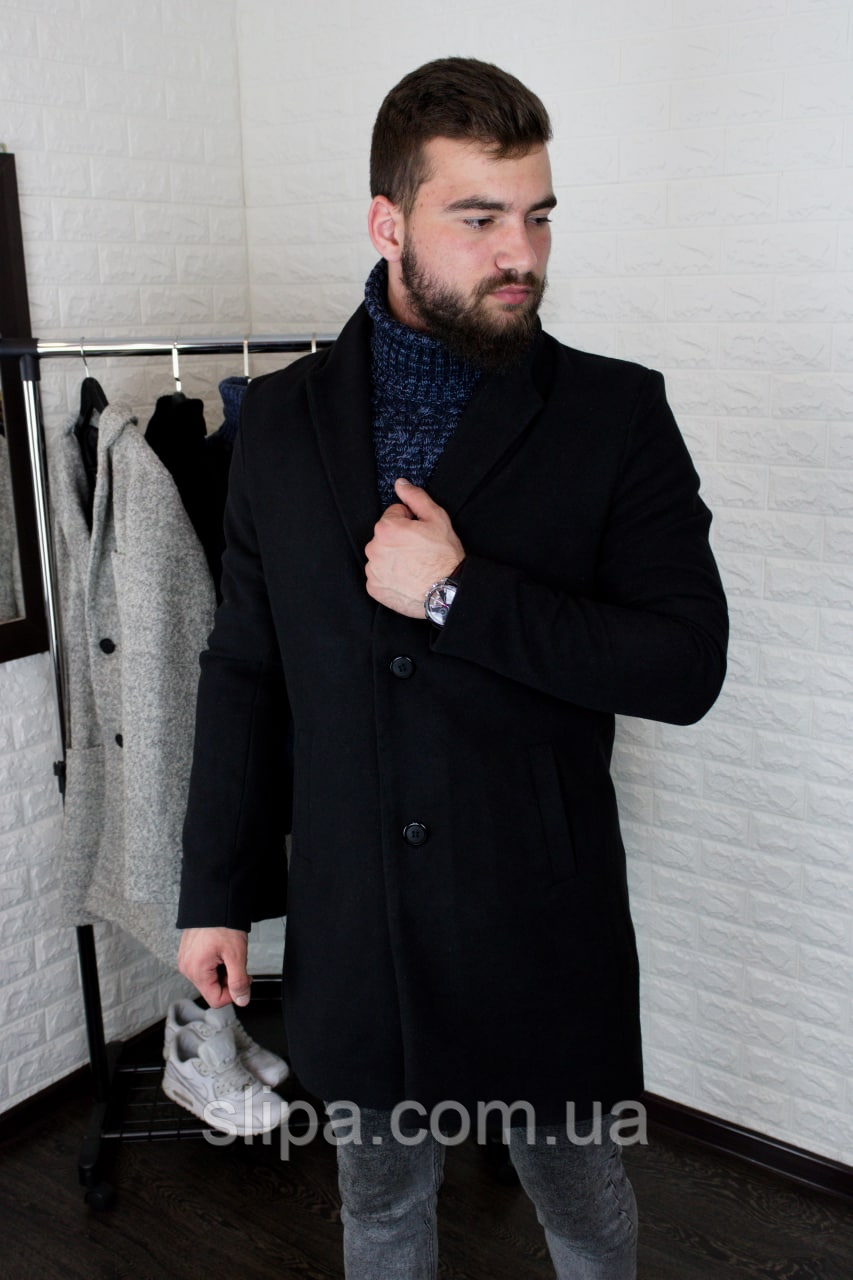 Классическое чёрное мужское кашемировое пальто | искусственный кашемир + тканевая подкладка | без утеплителя - фото 4 - id-p1504142852
