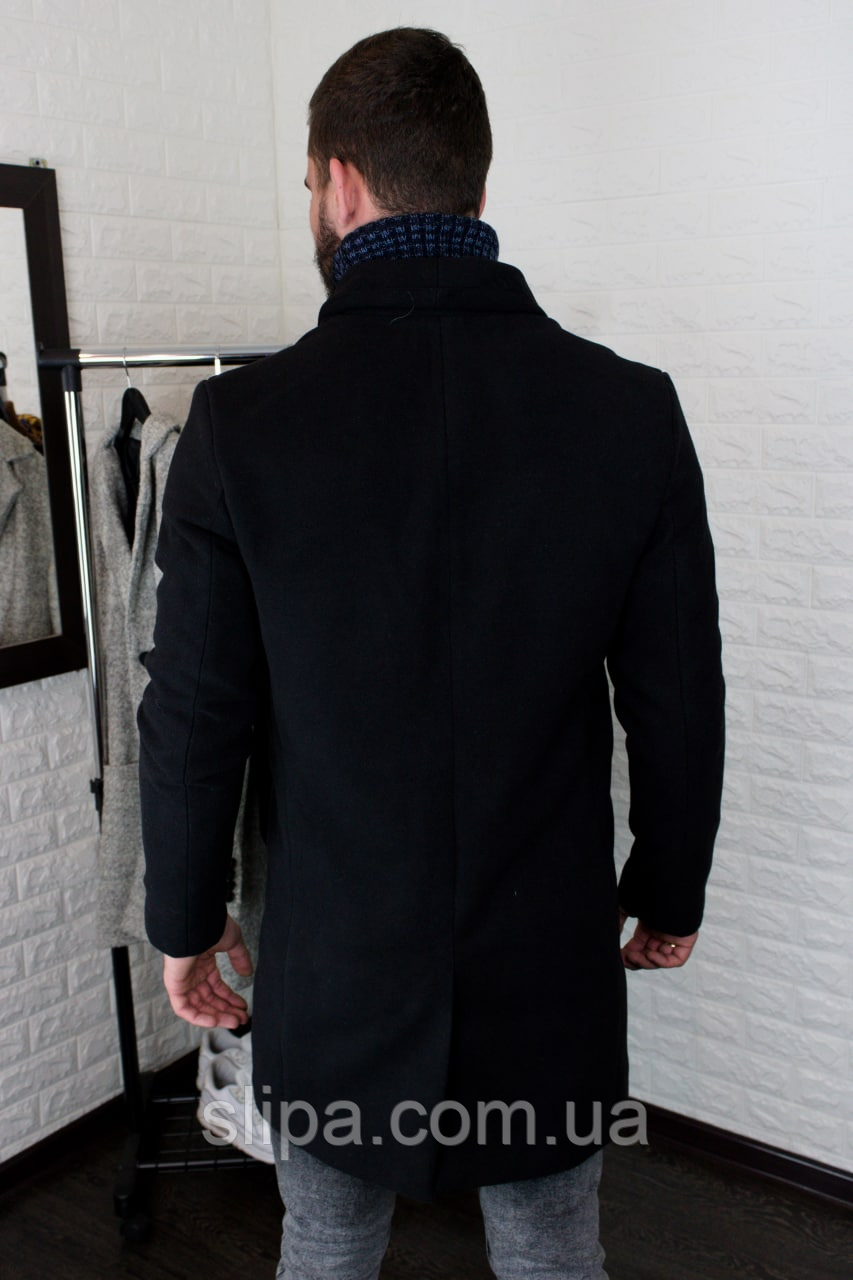 Классическое чёрное мужское кашемировое пальто | искусственный кашемир + тканевая подкладка | без утеплителя - фото 5 - id-p1504142852