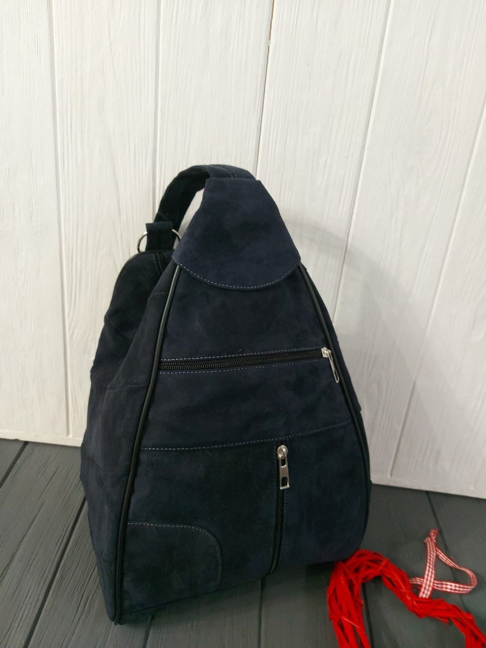 Женский Рюкзак Сумка Темно-синий Натуральная Замша Турция Городской ...