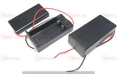 01-15-047. Гніздо тримач крони 9V, пластик, з кришкою, з проводами 15см, Daier, SBH-9V