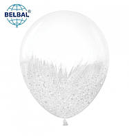 Латексный шарик BELBAL 12" (30 см) Браш с глиттером белый