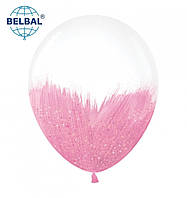 Латексный шарик BELBAL 12"(30 см) Браш с глиттером розовый