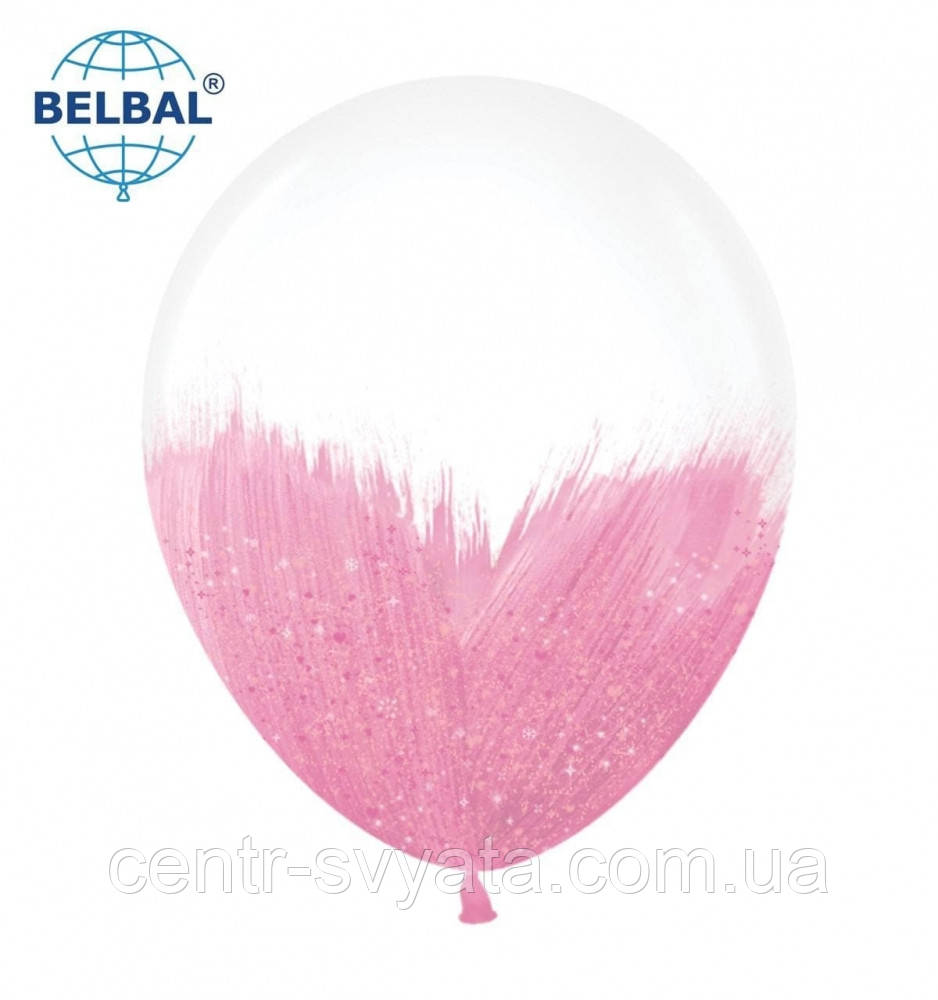 Латексный шарик BELBAL 12"(30 см) Браш с глиттером розовый - фото 1 - id-p1504149049
