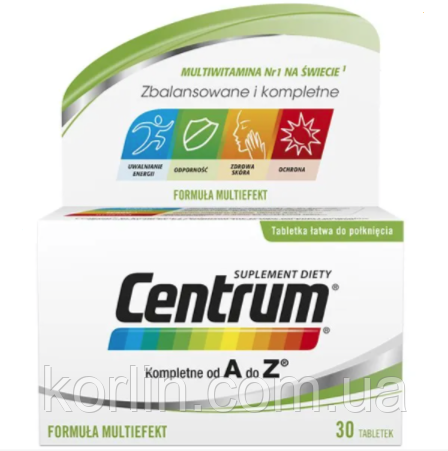 Centrum A — Z Центрум А — Ц Комплекс Вітамінів і мінералів 30 таблеток, фото 1