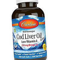 Олія печінки тріски Cod Liver Oil Low Vitamin A 230 mg Omega-3s wild norwegian 300 гел капс