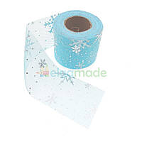Фатин з сніжинками БЛАКИТНИЙ, 6 см, 1 м
