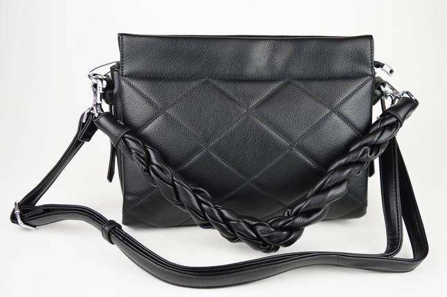 Сумка з плетеними ручкою Polina&Eiterou 9329 Капучіно Чорний, фото 1