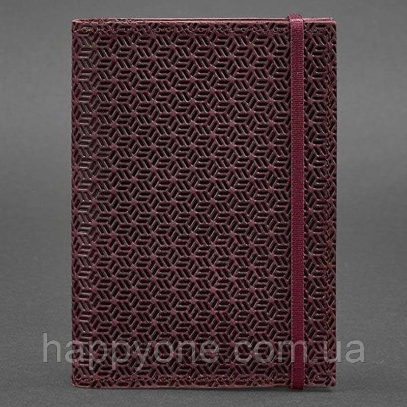 Обкладинка для паспорта з шкіри 2.0 Карбон (бордова), фото 1