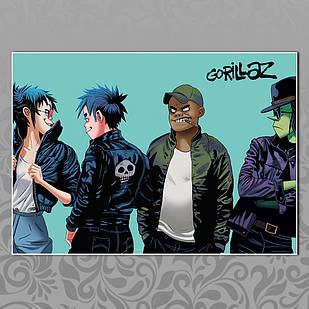 Плакат А3 Рок Gorillaz 009