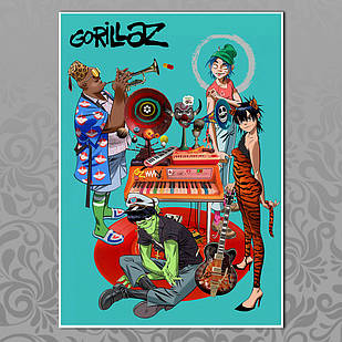 Плакат А3 Рок Gorillaz 012