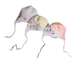 Шапка дитяча демісезонна для дівчинки, велюр, на зав'язках, Мамина Мода