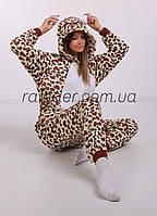 Пижама кигуруми для мужчин и женщин Леопард, Костюм кигуруми леопардовый (1039)