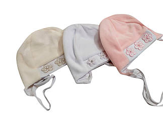 Шапка дитяча демісезонна для дівчинки, велюр, на зав'язках, Маміна Мода