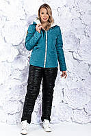 Женский горнолыжный зимний костюм + брюки, плащевка Аляска, водоупорное покрытие, на меху овчины